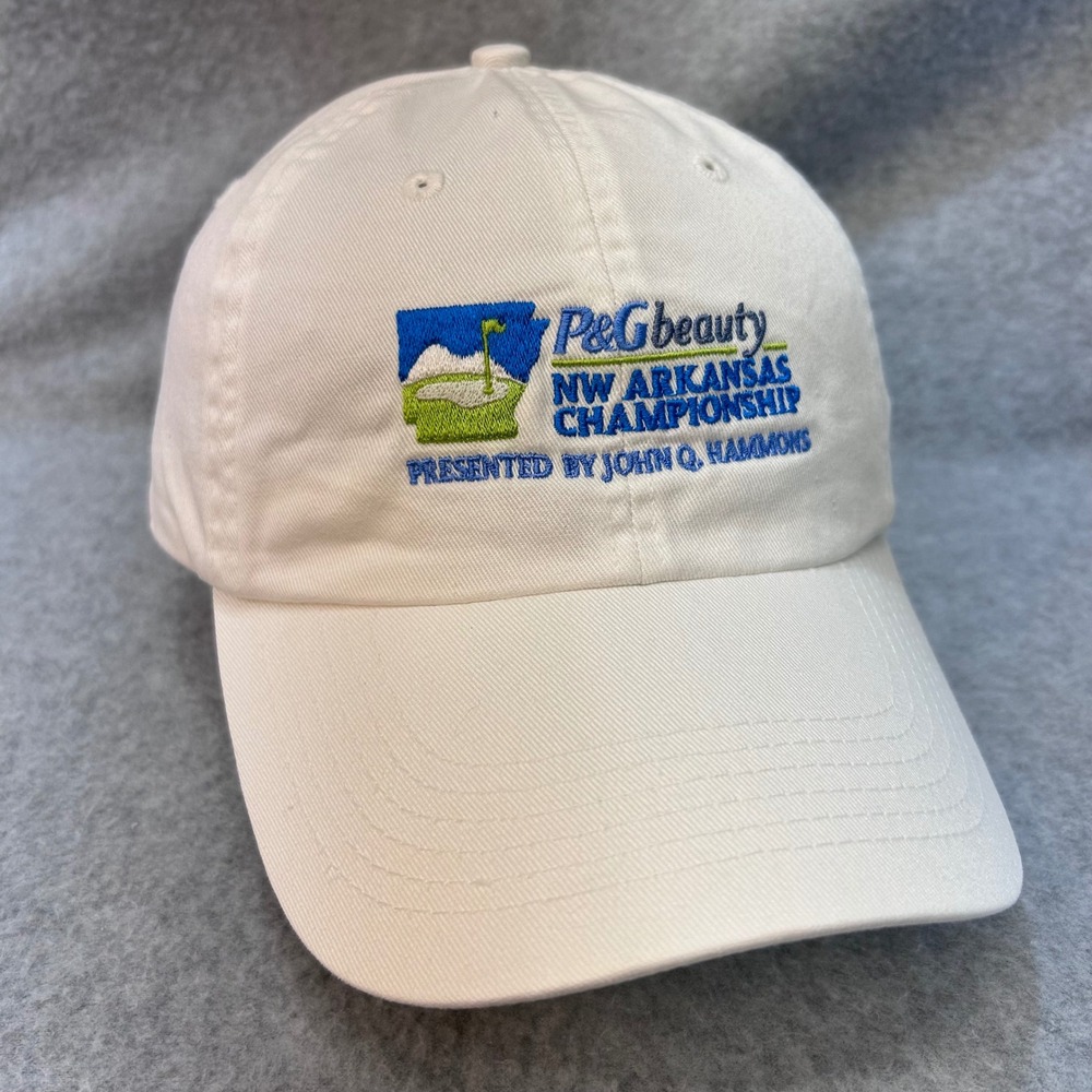 P&G Beauty NW Arkansas Championship Mens White Antigua Golf Hat Strapback OSFA
